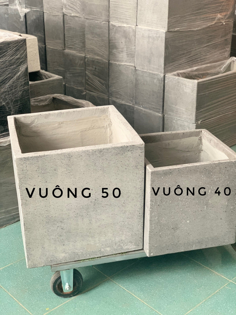 Chậu bê tông vuông