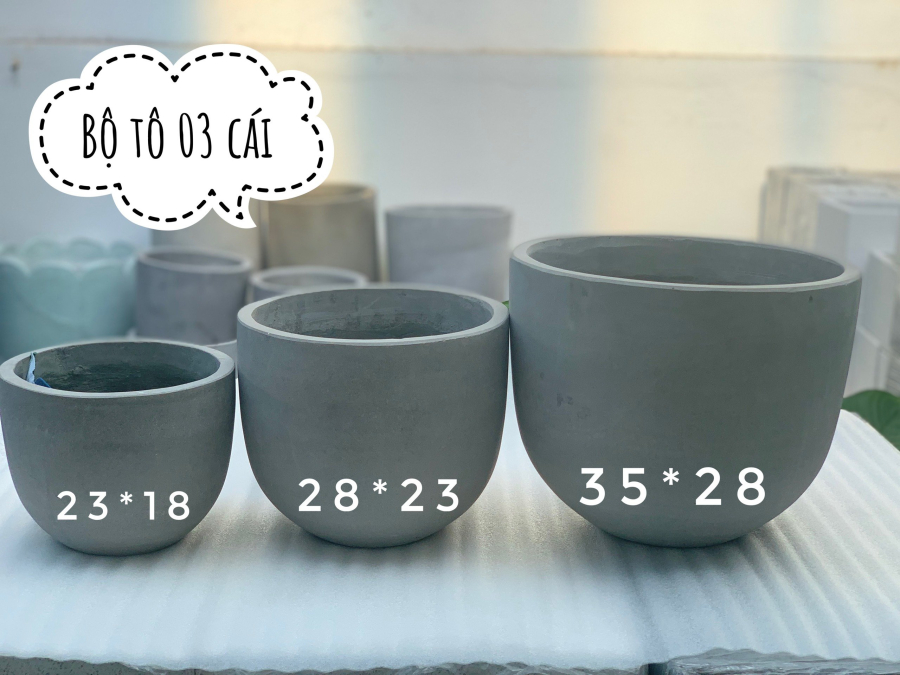 Chậu bê tông bầu