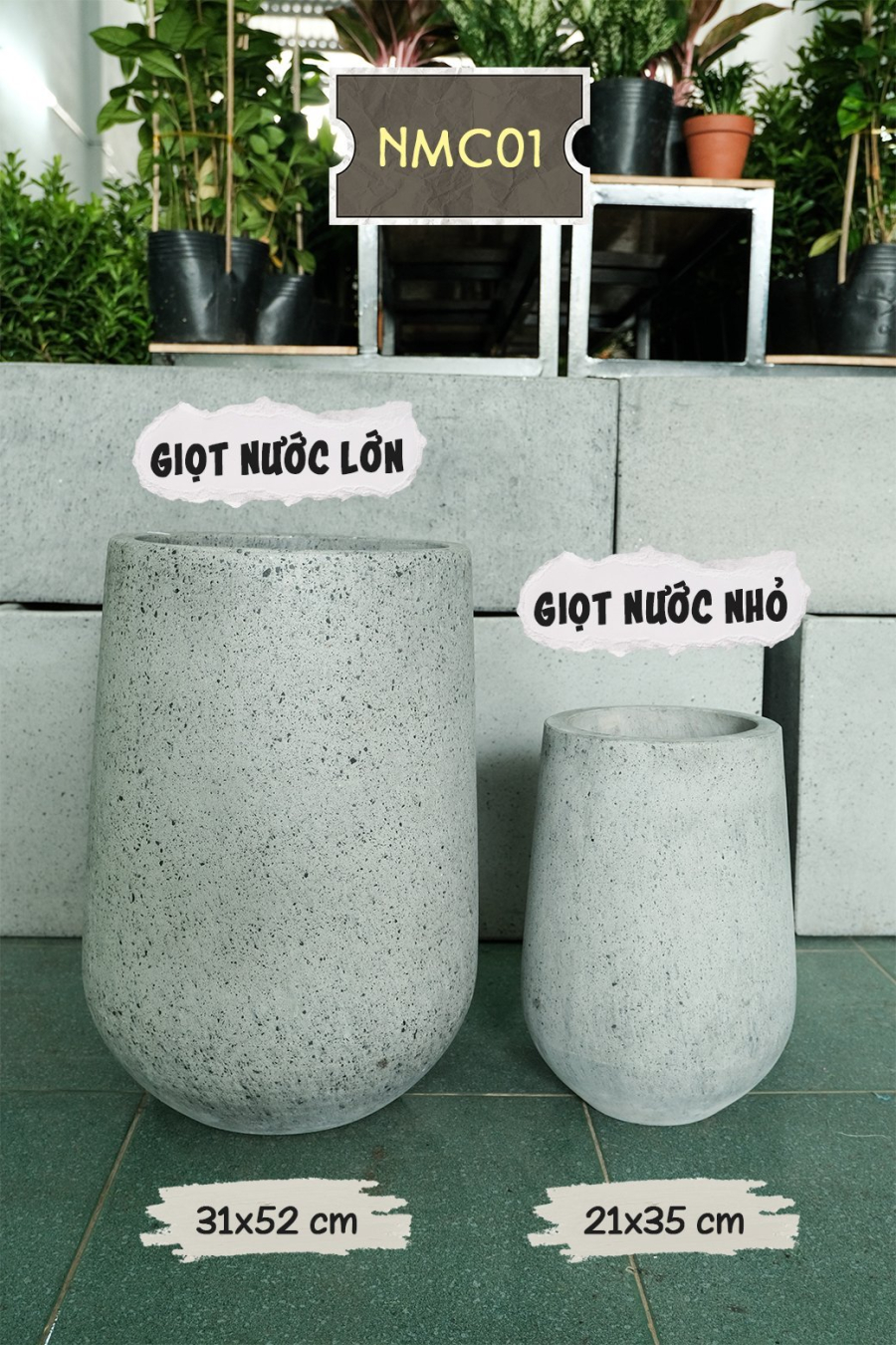 Chậu bê tông bầu