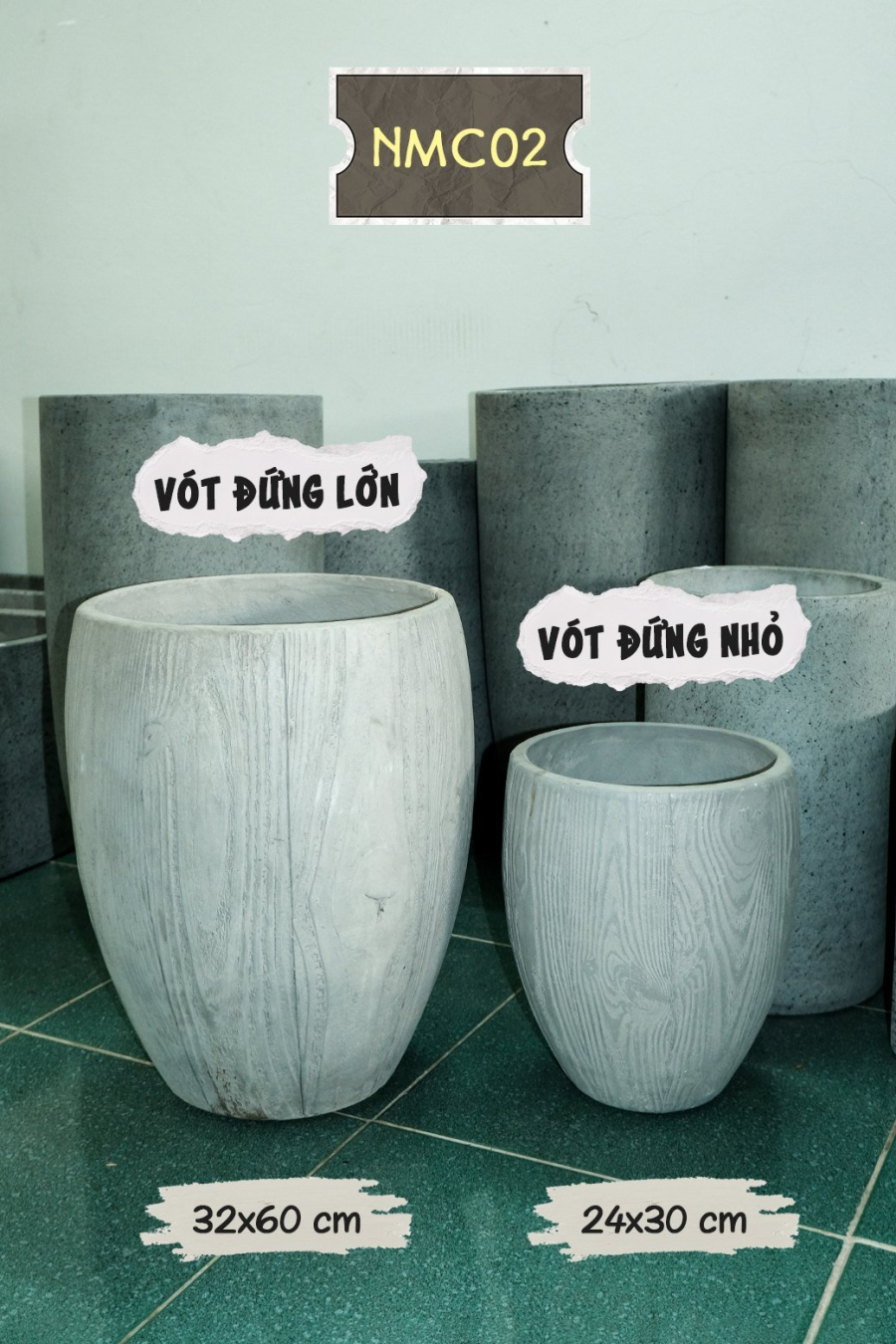 Chậu bê tông bầu